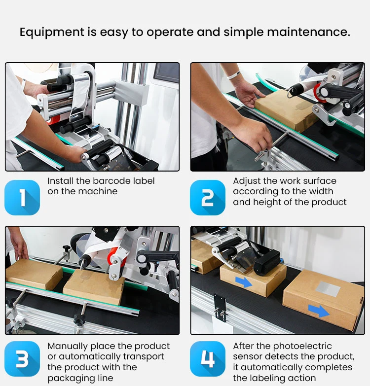 Double Side Sticker Carton Box Bottom Linear Square Bottle Flat Labeling Machine