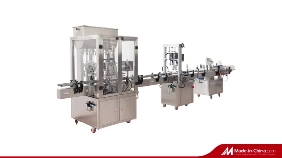 Yl-L Automatic Linear Pneumatic 4 Head Bottle Filler Capper Labeller Oil Sauce Cream Jam Honey Glass Jar Filling Capping Round Bottle Labelling Machine